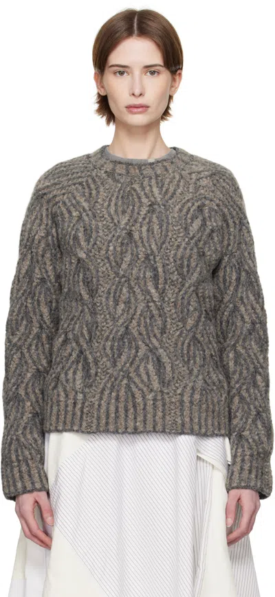 Eckhaus Latta Taupe Plait Sweater In Stone
