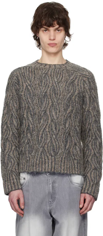 Eckhaus Latta Taupe Plait Sweater In Stone