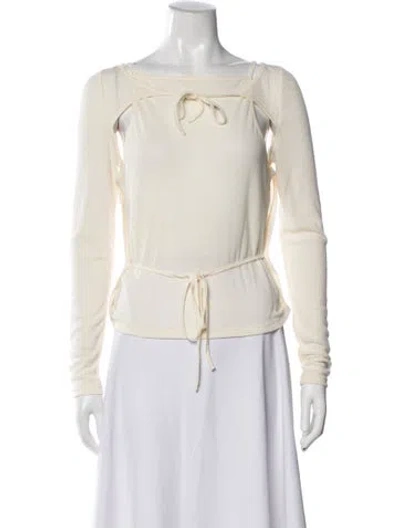 Pre-owned Eckhaus Latta Tie Neck Long Sleeve Top W/ Tags In Neutral