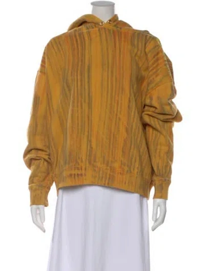 Pre-owned Eckhaus Latta Tie-dye Print Crew Neck Hoodie In Yellow