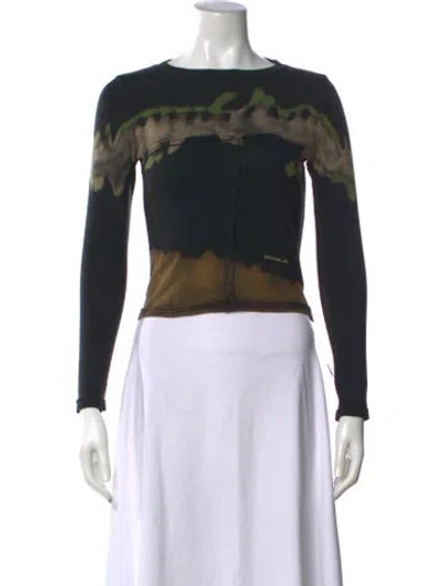 Pre-owned Eckhaus Latta Tie-dye Print Crew Neck Top In Black