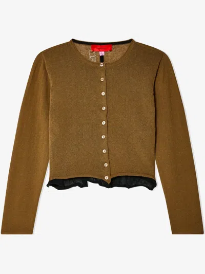 Eckhaus Latta Veil-detail Cardigan In Brown
