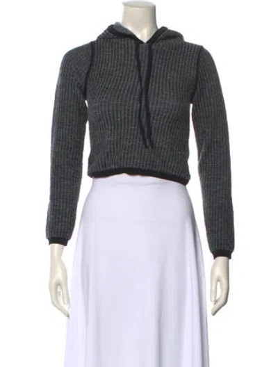 Pre-owned Eckhaus Latta V-neck Long Sleeve Crop Top In Black