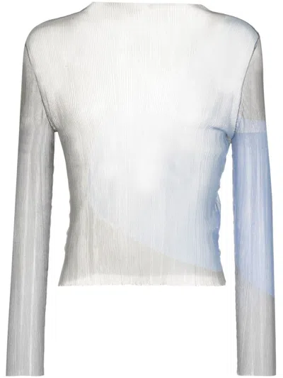 Eckhaus Latta Watercolor Long-sleeve Top In Blue