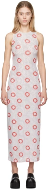 Eckhaus Latta White & Red Duet Maxi Dress In Berry