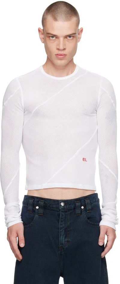 Eckhaus Latta White Spiral Long Sleeve T-shirt In Powder