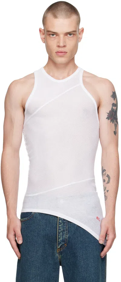 Eckhaus Latta White Spiral Tank Top In Powder