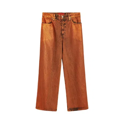 Pre-owned Eckhaus Latta Wide Leg Jean 'copper' In Orange