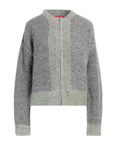 Eckhaus Latta Woman Cardigan Grey Size M Pima Cotton, Alpaca Wool, Wool, Donegal Wool In Gray