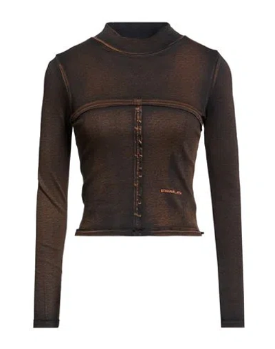 Eckhaus Latta Woman T-shirt Mustard Size L Cotton In Brown