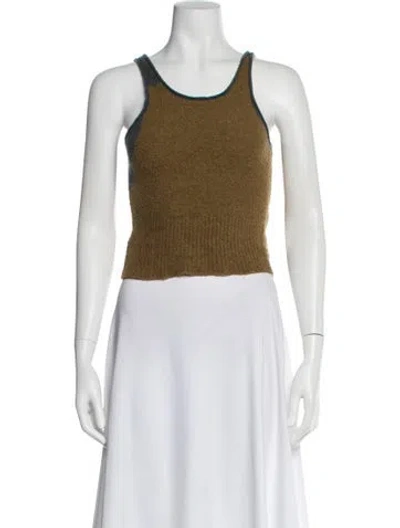 Pre-owned Eckhaus Latta Wool Scoop Neck Top In Brown