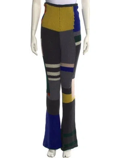 Pre-owned Eckhaus Latta Wool Wide Leg Pants In Multicolor