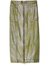 Eckhaus Latta Zip-up Metallic Denim Skirt In Silver