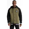 Ecko Unltd Baseball Faux Shearling Varsity Jacket In Olive