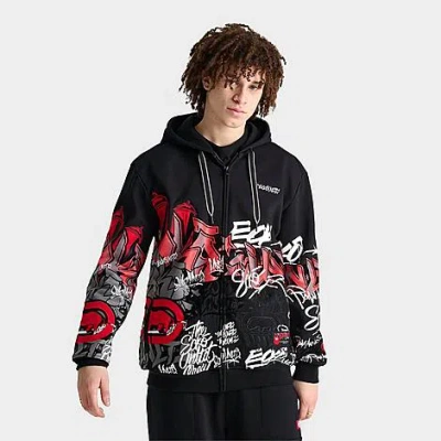 Ecko Unltd Men's Ecko Graffiti Graphic Full-zip Hoodie In Black/red/white