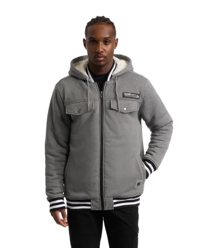 Ecko Unltd Men's Renown Sherpa Varsity Jacket In Gray Marled