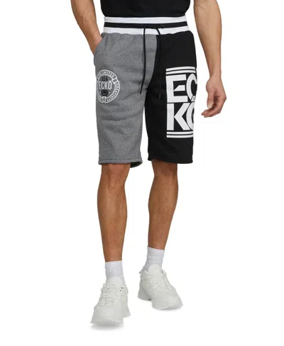 Ecko Unltd Men's Starting Lineup Fleece Short In Grey Marled,black