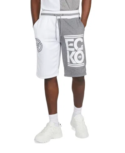 Ecko Unltd Men's Starting Lineup Fleece Short In White,grey Marled
