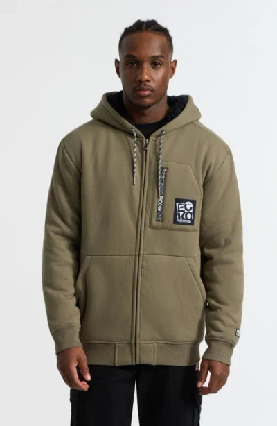 ECKO UNLTD ECKO UNLTD. PRINTED ZIP FAUX SHEARLING HOODIE