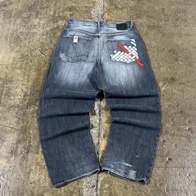 Pre-owned Ecko Unltd X Jnco Crazy Vintage Y2k Ecko Unltd Baggy Jeans Embroidered Skater In Multicolor