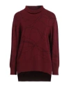 Éclà Woman Turtleneck Burgundy Size M Viscose, Polyamide, Polyester