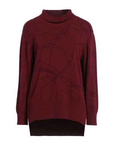 Éclà Woman Turtleneck Burgundy Size M Viscose, Polyamide, Polyester