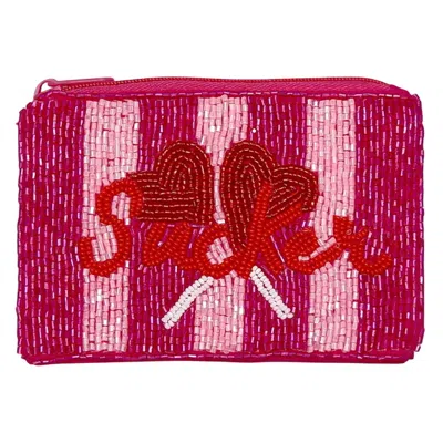 Eclai Sucker Coin Bag In Red/pink In Multi