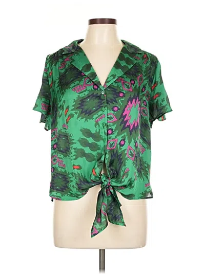 Pre-owned Eclair Short Sleeve Blouse In Green