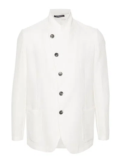 E'clat Linen And Cotton Blend Jacket In White