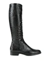 E'clat Woman Boot Black Size 7.5 Leather In Black