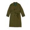 Éclectique Men's Green Double Gun Flap Trench Coat In Green