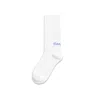 Éclectique Men's White Logo Socks With Blue Script Logo In White