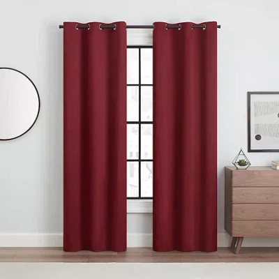 Eclipse Aldera Grommet Top Blackout Set Of 2 Curtain Panel In Red