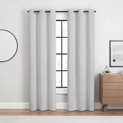 Eclipse Aldera Grommet Top Blackout Set Of 2 Curtain Panel In White