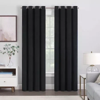 Eclipse Allira Grommet Top Light-filtering Set Of 2 Curtain Panel In Black