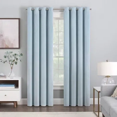 Eclipse Allira Grommet Top Light-filtering Set Of 2 Curtain Panel In Blue