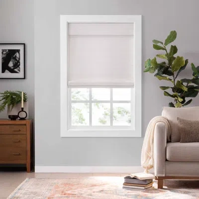 Eclipse Bamboo Cordless Light Filtering Privacy Roman Shade In White