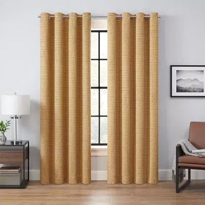 Eclipse Branson Magnitech Grommet Top 100% Blackout Single Curtain Panel In Yellow