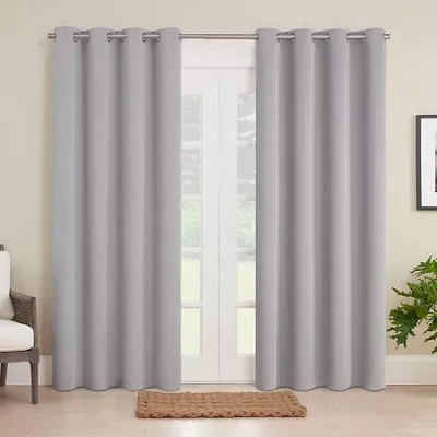Eclipse Brockfield Blackout Grommet Top Single Patio Door Curtain In Gray