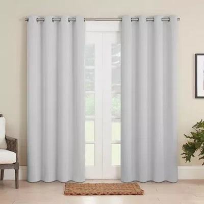 Eclipse Brockfield Blackout Grommet Top Single Patio Door Curtain In White