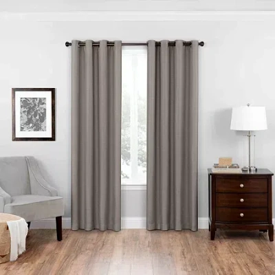 Eclipse Bryson Grommet Top Blackout Single Curtain Panel In Gray