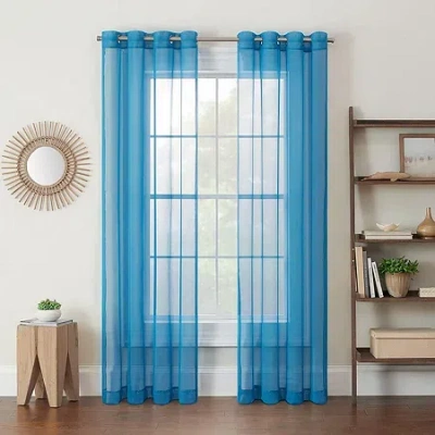 Eclipse Calia Grommet Top Sheer Set Of 2 Curtain Panel In Blue