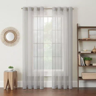 Eclipse Calia Grommet Top Sheer Set Of 2 Curtain Panel In Silver