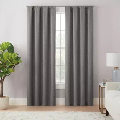 Eclipse Cannes Magnitech Rod Pocket 100% Blackout Single Curtain Panel In Gray