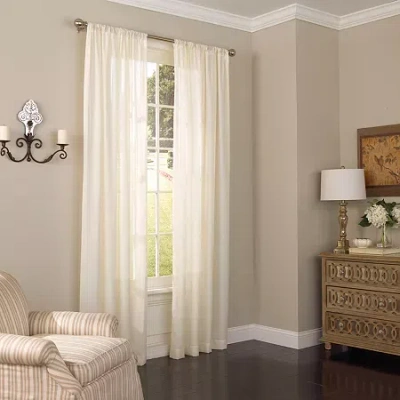 Eclipse Chelsea Rod Pocket Sheer Single Curtain Panel In Sand
