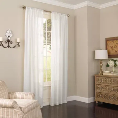 Eclipse Chelsea Rod Pocket Sheer Single Curtain Panel In White