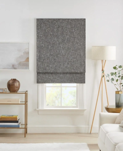 Eclipse Drew Blackout Textured Solid Cordless Roman Shade, 64" X 27" In Charcoal