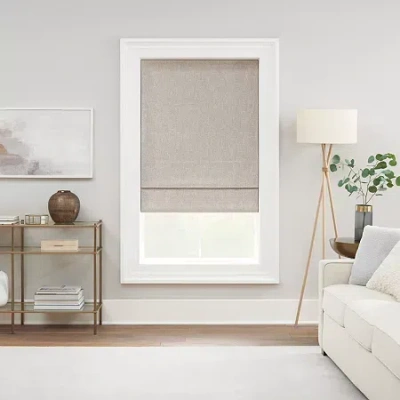 Eclipse Drewton Motorized Energy Saving Cordless Blackout Roman Shade In Neutral