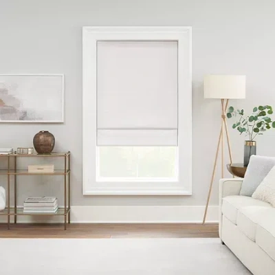 Eclipse Drewton Motorized Energy Saving Cordless Blackout Roman Shade In White