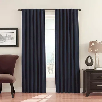 Eclipse Fresno Rod Pocket Blackout Single Curtain Panel In Blue